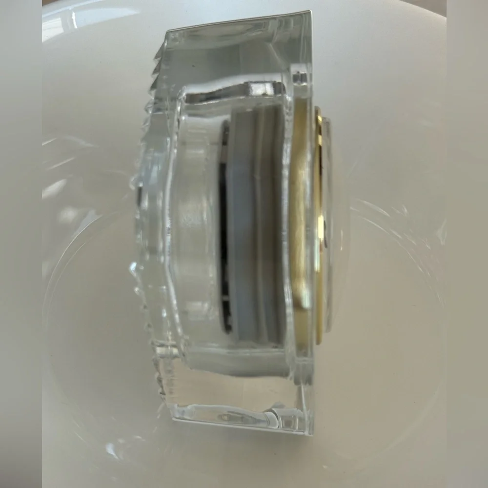 Crystal d'Arques cube-shaped crystal desk watch.  France Staiger Quartz Clock